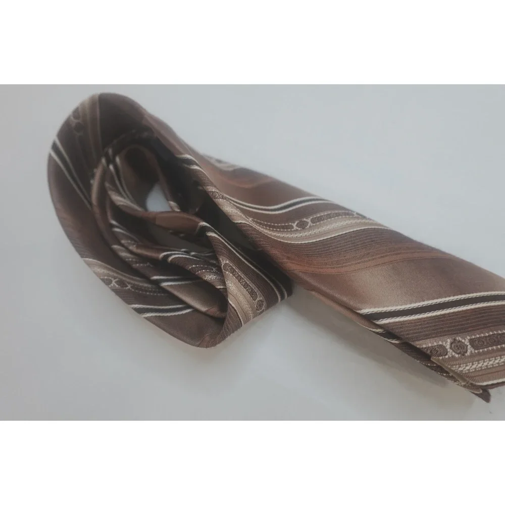 Wembley Mens Vintage Necktie Diagonal Striped Brown Tie WPL-4075‎